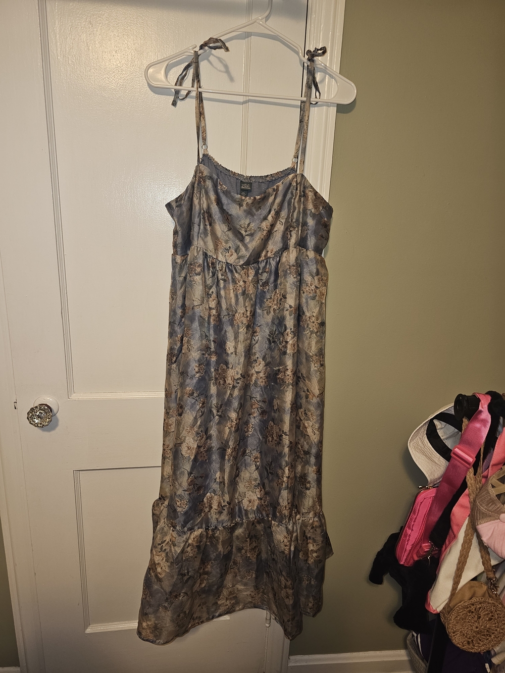 wild fable Blue Floral Maxi Dress with Tie Straps
